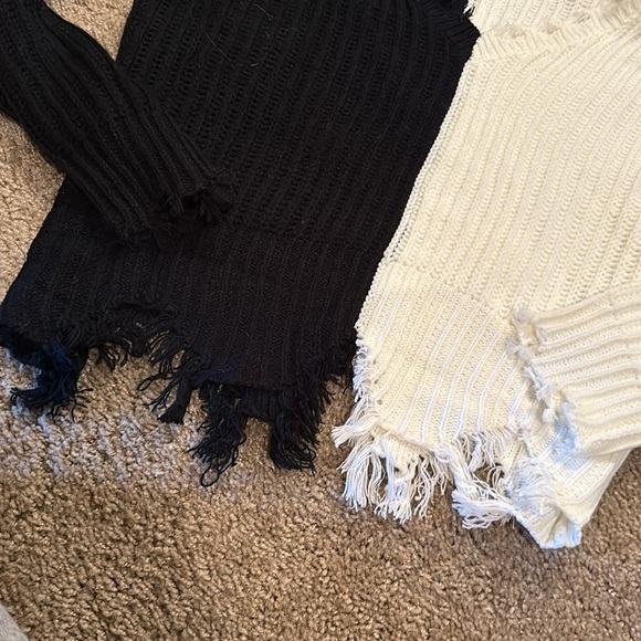 Shein Two Tone Drop Shoulder Distressed Trim Sweater 🧡 - Picture 7 of 7